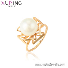 15435 Wholesale fashion women jewelry imitation pearl 18k gold color finger ring